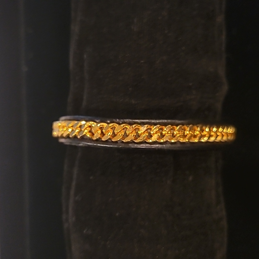 Vita Fede Monaco Single Wrap Gold Chain Black leather Band New